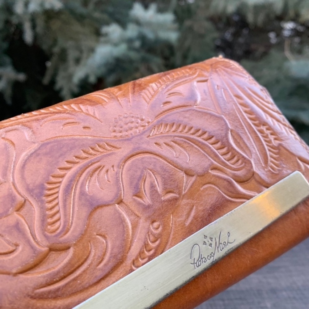 Patricia Nash Embossed Floral Leather Wallet in Cognac - Picture 2 of 7
